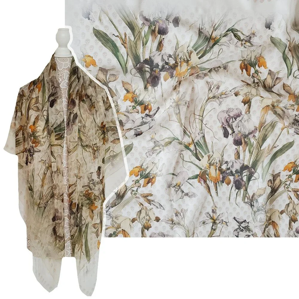 ALEXANDER MCQUEEN SCARF WILD IRIS SKULL PRINT SILK 54